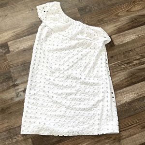Gibson white eyelet one shoulder Dress.